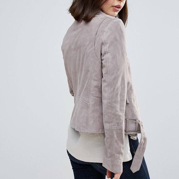 ASOS Urbancode London Suede Moto Biker Jacket in Gray Size UK 14 US 10 - Picture 2 of 16